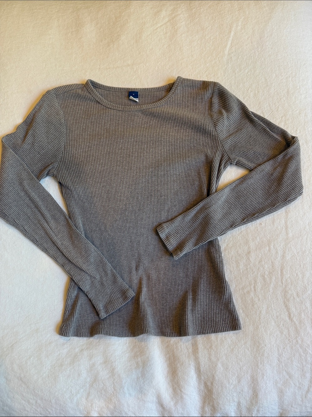Old Navy Women's Ribbed Long Sleeve Top - Gray